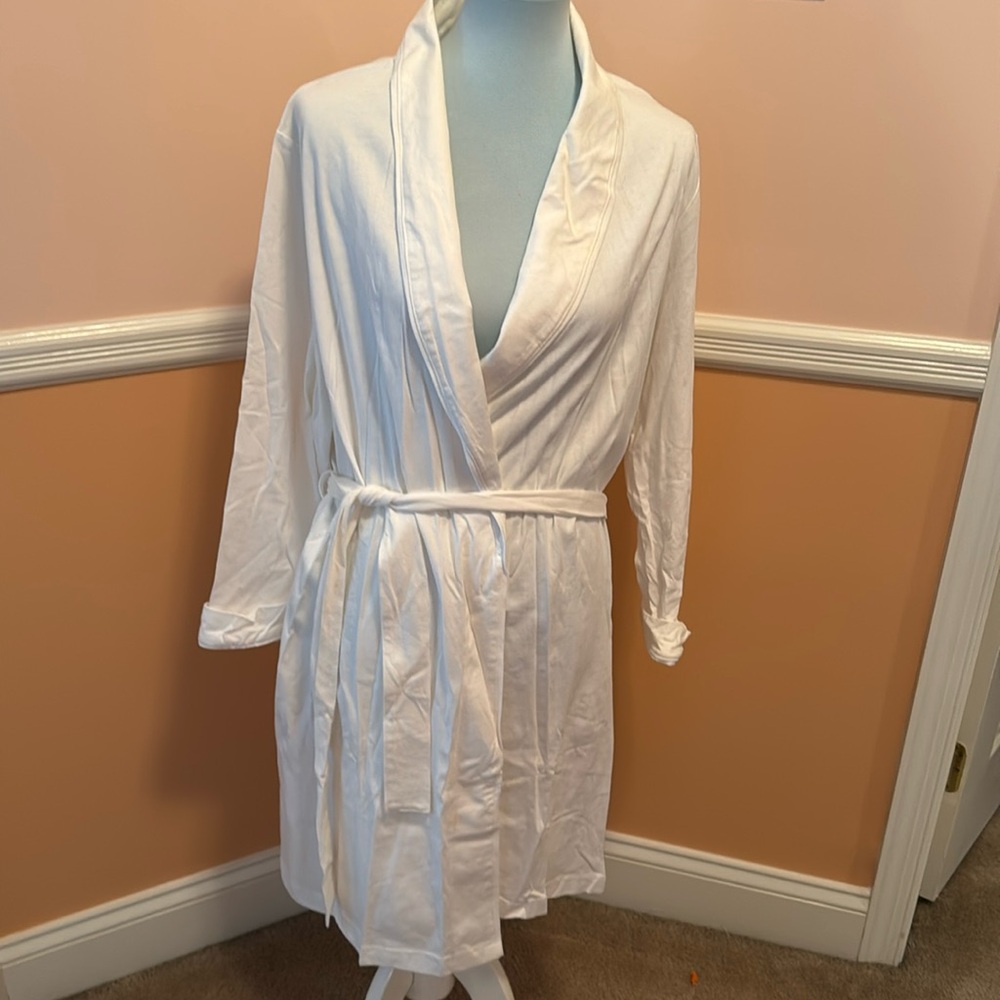 White wrap around belted robe